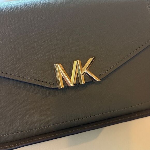 Michael Kors Olive Green  and Gold Logo Crossbody Bag - Picture 2 of 12